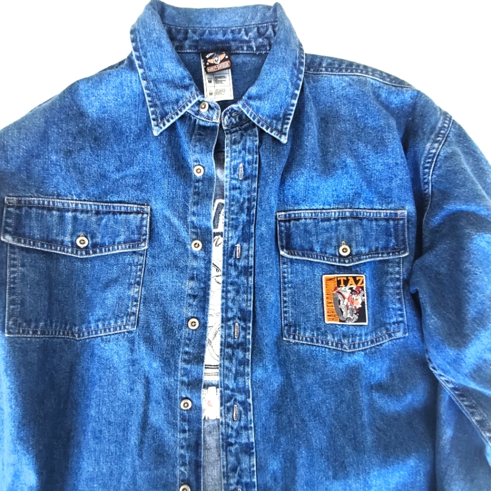 Harley Davidson Motorcycle TAZ Denim Men's Shirt